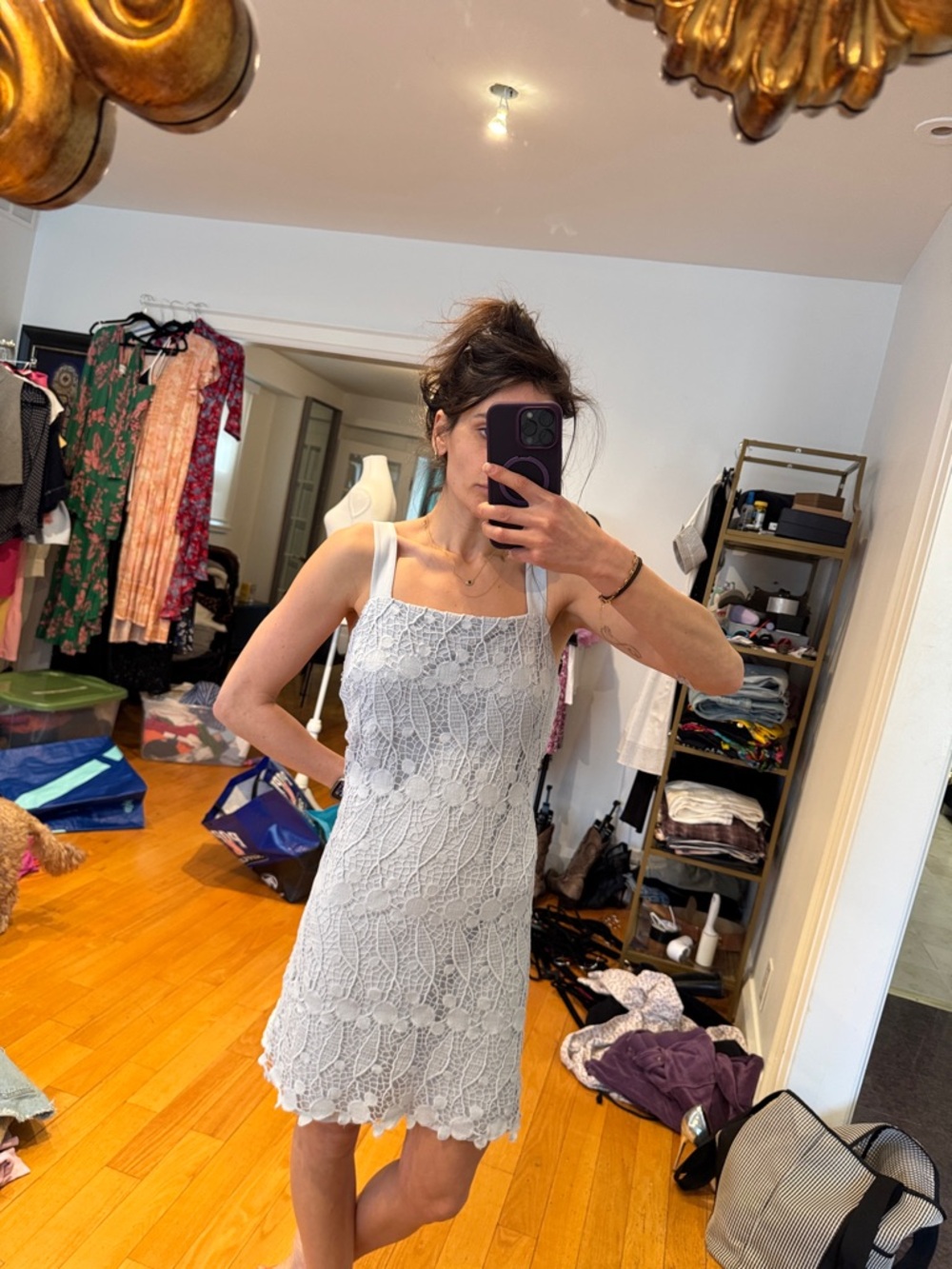 Club Monaco Bay Blue Crochet Cotton Dress